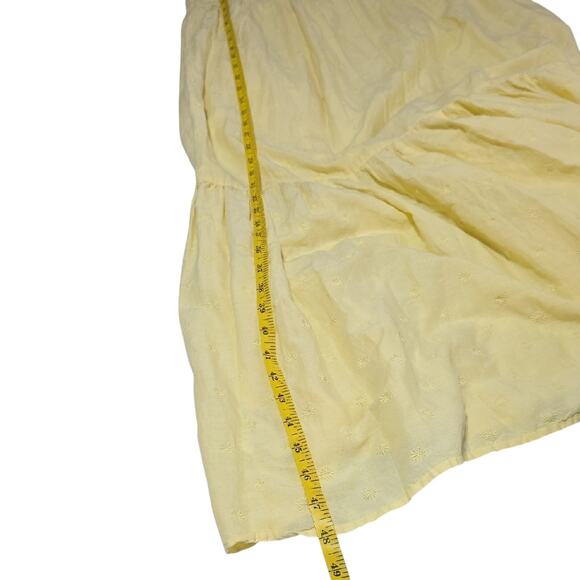 Old Navy Womens M Yellow Tiered Maxi Pockets Sundress Embroidered Festival BOHO - Picture 10 of 12
